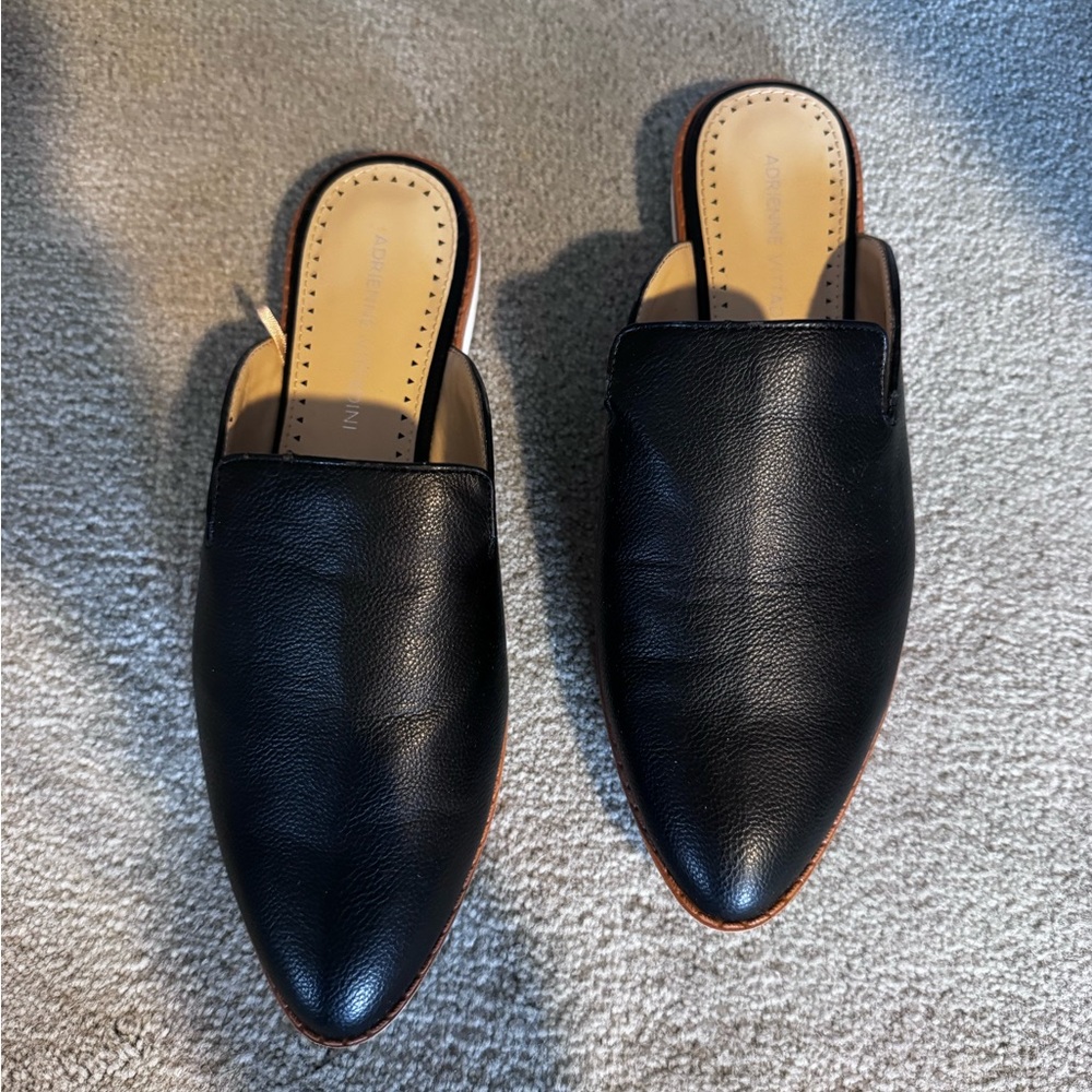 Leather Black Slip-On Mules - Picture 6 of 8